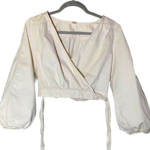 Free People Sophie Crop Wrap Top in Angel Food Size Medium